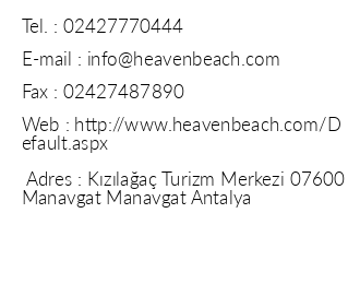 Heaven Beach Resort & Spa iletiim bilgileri